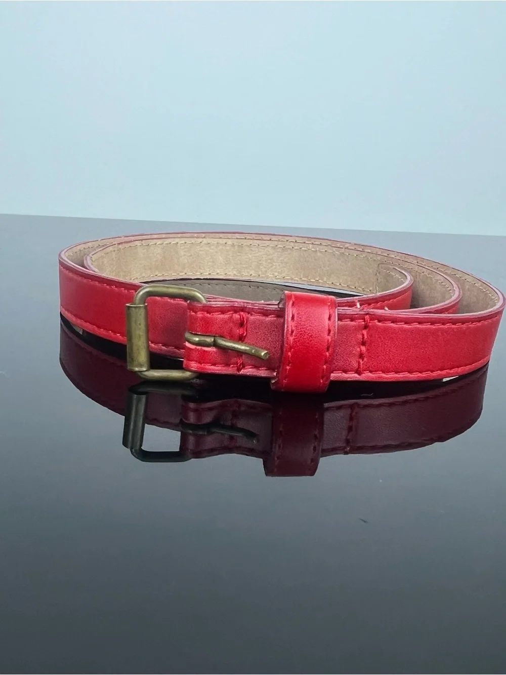 Marie Chantal Kids Girls Leather Belt, Red, Size L